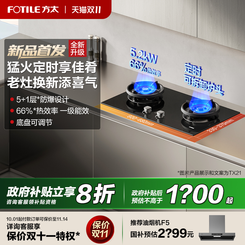 [新品]方太TX21/22燃气灶天然气灶台煤气灶家用双灶定时官方旗舰