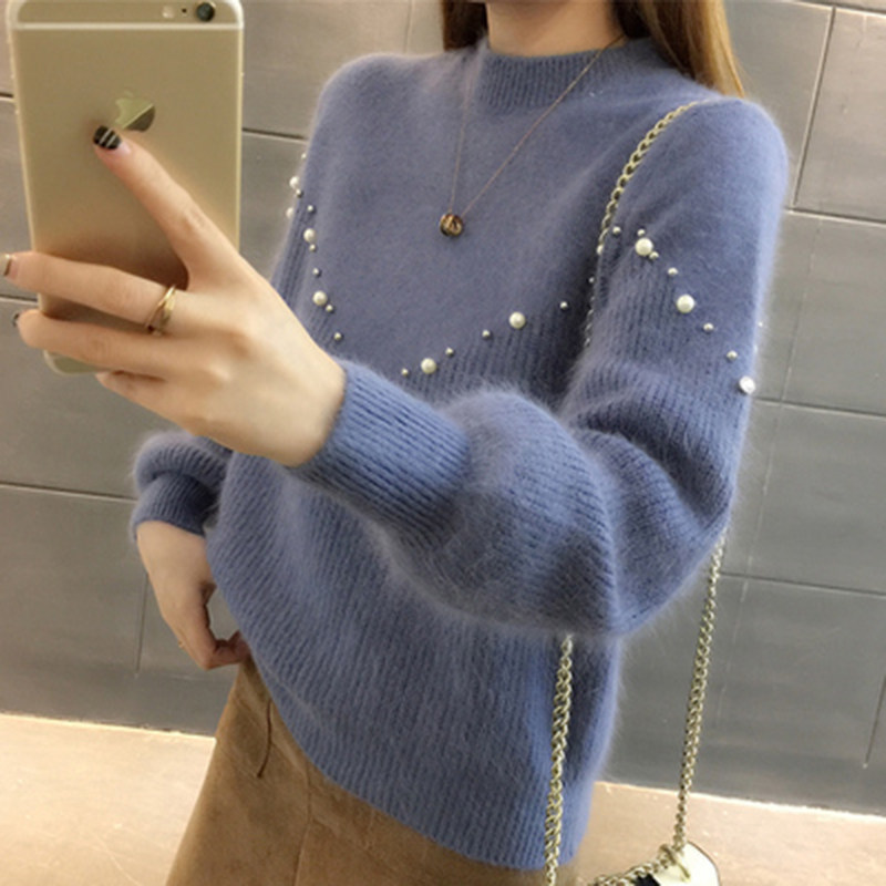 毛衣女秋冬套头韩版宽松灯笼袖圆领打底纯色针织衫厚毛线衣潮P3在类目 女装/女士精品, 毛针织衫中 - 来自Buy2taobao.com提供专业的淘宝代购服务