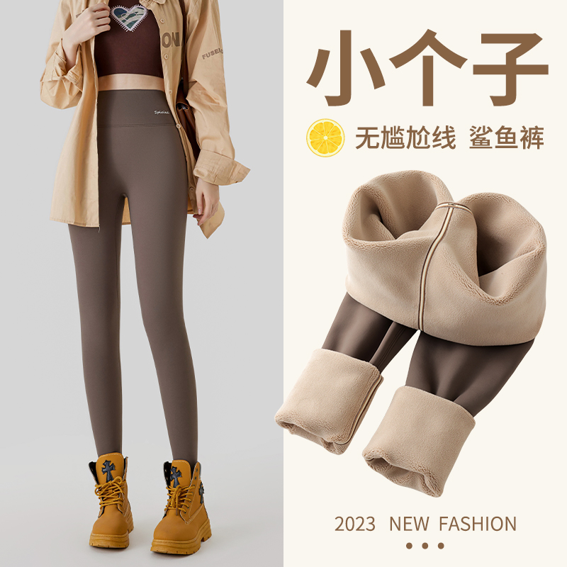 小个子咖色鲨鱼裤女秋冬外穿2025新款加绒加厚保暖打底沙鱼瑜伽裤
