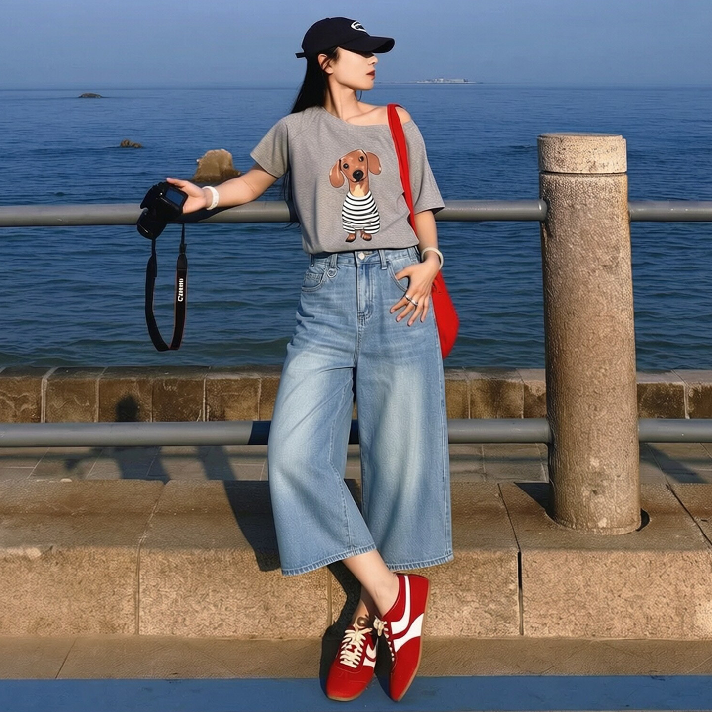 小个子美式复古七分牛仔裤女2026夏季薄款新款宽松直筒阔腿中裤