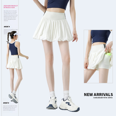 运动风花苞裙短裙女小个子高腰