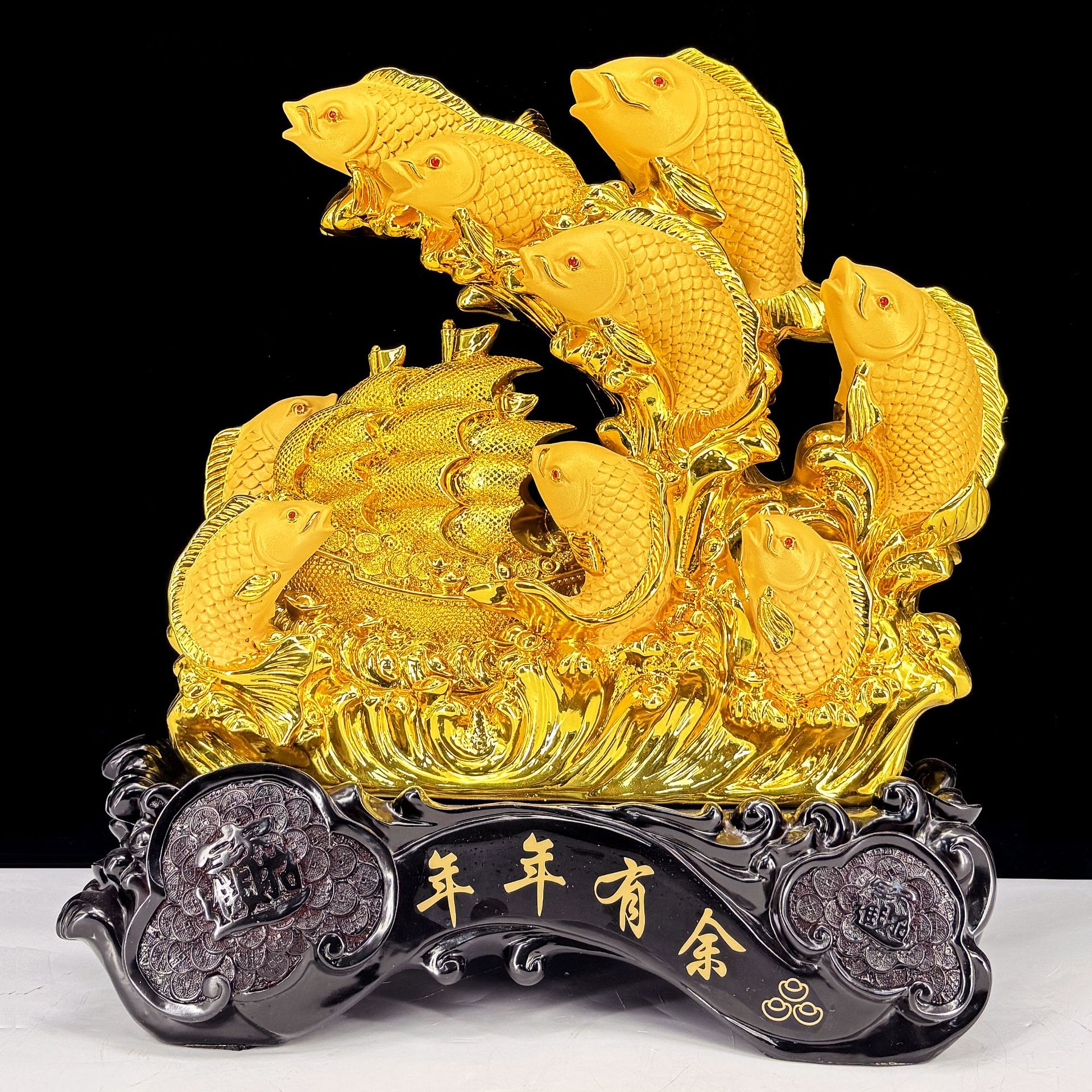 沙金招财金龙鱼摆件年年有余工艺品家居客厅鲤鱼装饰品送开业礼物
