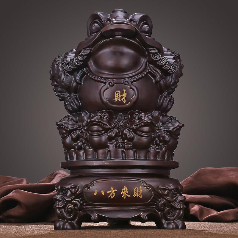实木金蟾招财摆件黑檀木雕刻三足蟾蜍八方来财店铺收银台开业礼品