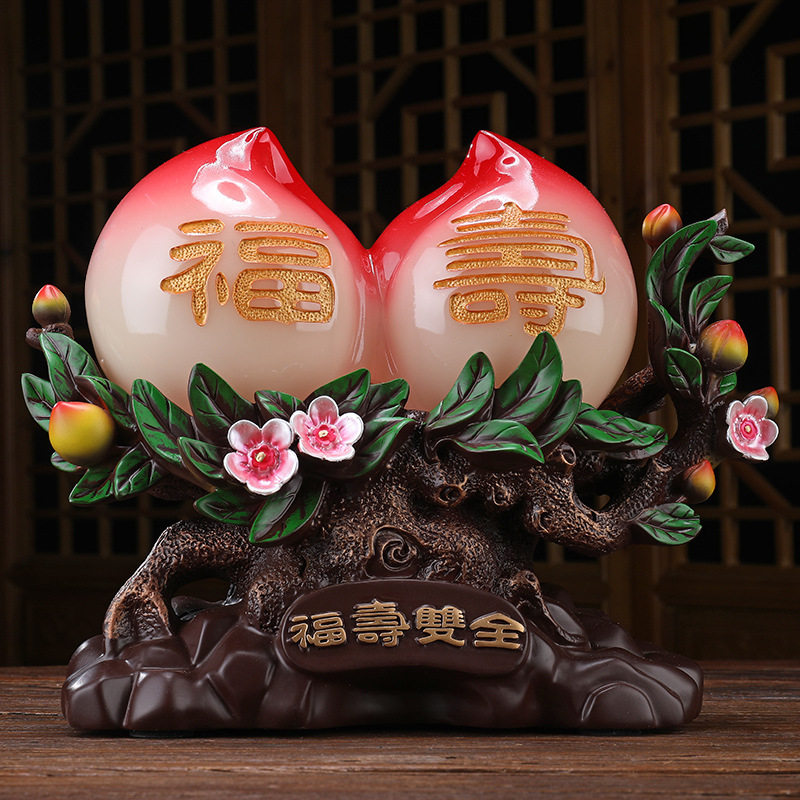 福寿双全寿桃摆件送老人爷爷奶奶生日礼物过大寿教师长辈退休礼品