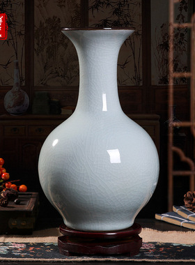 景德镇白裂釉冰裂釉陶瓷器装饰花瓶仿古新中式工艺品客厅家居摆件
