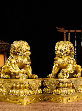 铜狮子摆件北京狮铜狮子一对大号宫门狮家居桌面落地装饰品