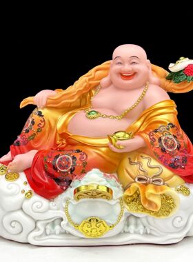 汉白玉实心弥勒佛摆件人生如意布袋笑佛家居供奉公司店铺开业礼品