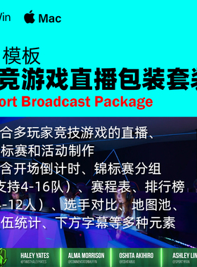 AE模板 电子技竞游戏直播节目包装套装 Esport Broadcast Package