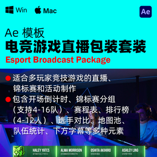 AE模板 电子技竞游戏直播节目包装套装 Esport Broadcast Package