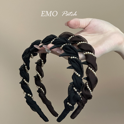 精致网纱珍珠缠绕发箍女高级感