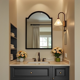 饰镜 异形样板间镜子设计师定制装 智能浴室镜带灯挂墙式 梳妆镜法式