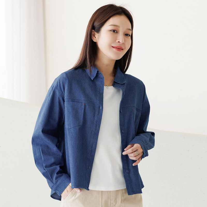 2026春秋复古牛仔衬衫女宽松