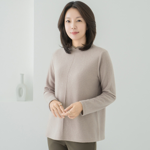2026秋冬季基础款圆领衫加绒女妈妈中长款长袖毛衣通勤穿搭大码