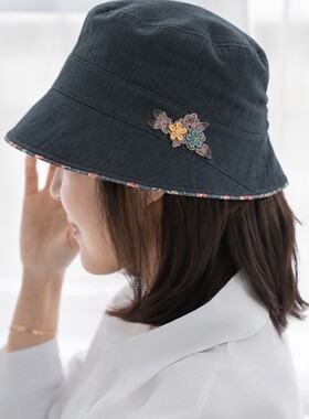 韩系刺绣渔夫帽女春夏防晒显脸小