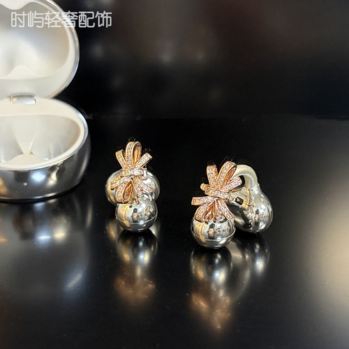 蝴蝶结适用华为freeclip2耳夹配饰clip2典藏版耳饰钻扣玫瑰金高档