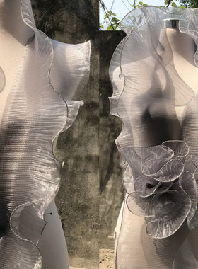 一米价宽13CM宽银灰色荷叶花边波浪大花边百褶皱设计师花边辅料