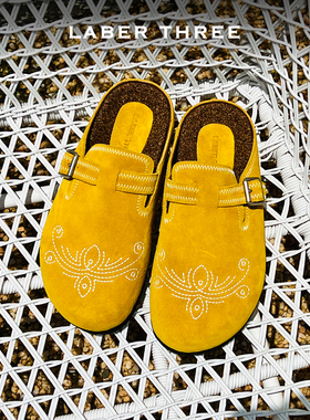 LABERTHREEE 25秋季新品巴洛克刺绣勃肯鞋复古休闲外穿拖鞋一脚蹬