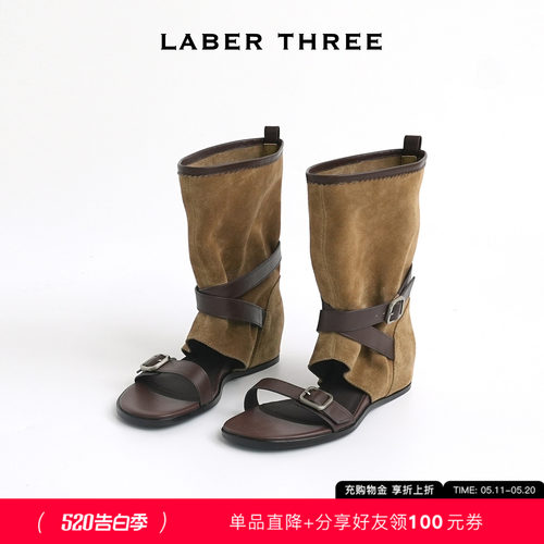 LABERTHREE转角巴黎绕带凉靴