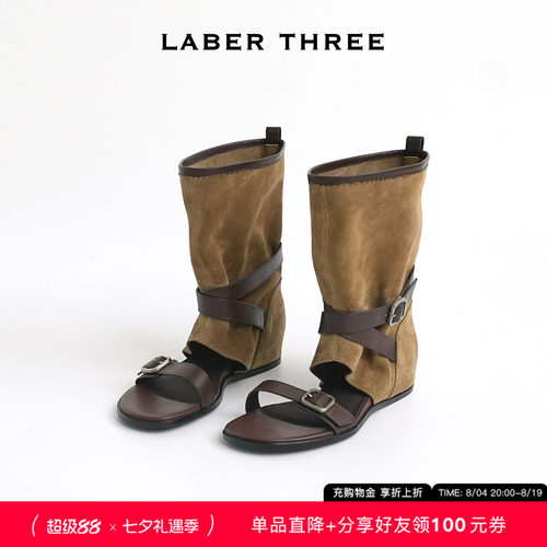 LABERTHREE转角巴黎绕带凉靴