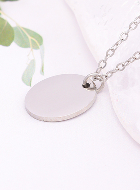 Personalized吊坠项链DIY椭圆牌子钛钢饰品定制镜面抛光304不锈钢