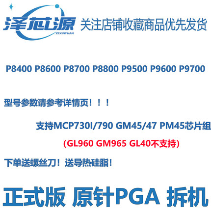 英特尔CPU P8400 P8600 P8700 P8800 P9500 P9600 P9700 支持PM45