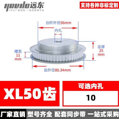 xl50同步轮标准件铝合金外径