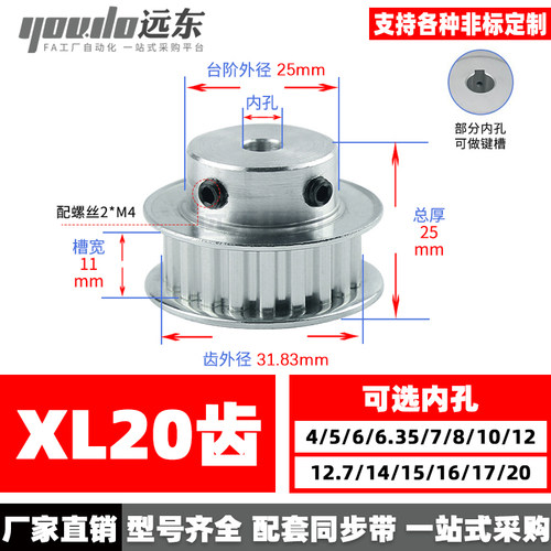xl20皮带轮凸台同步键槽外径