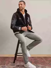 Lightweight Quilted Cotton Warm Winter Hooded Faux Two-Piece Baseball Jacket Cotton Coat Trendy 4522