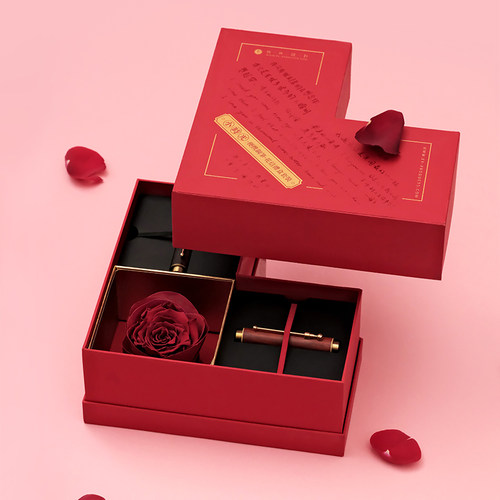 浪漫礼赠意外设计玫瑰钢笔礼盒