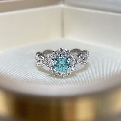 80分帕拉伊巴色钻戒轻奢高级感