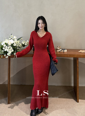 【LS新品牌】黑标极简大牌 秋冬上新极简修身针织连衣裙S6011#