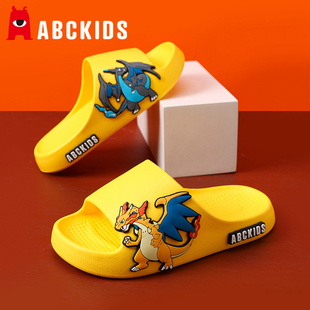 居家室内软底防滑浴室洗澡大童男孩 男童凉拖鞋 喷火龙儿童拖鞋 夏季