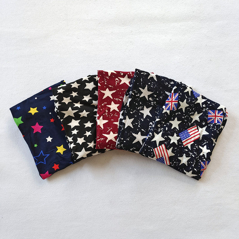 春季时尚五角星印花薄款打底裤女弹力牛奶丝修身九分小脚裤子