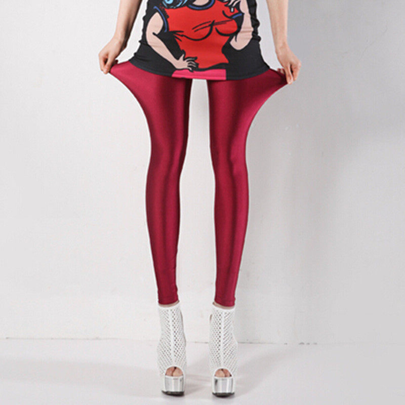 春季光泽顺滑九分小脚裤百搭纯色显瘦弹力牛奶丝荧光打底裤女