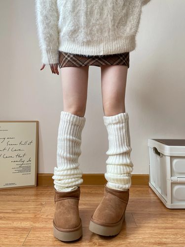 y2k千禧风秋冬季穿搭配ugg雪地靴子袜套女针织保暖慵懒风堆叠腿套