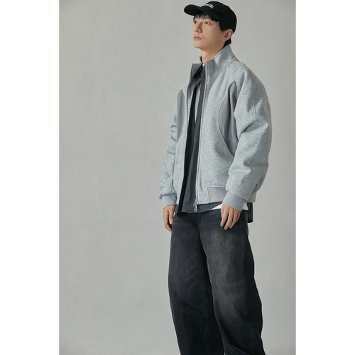 通用外套亨佰仕复古贴布立领