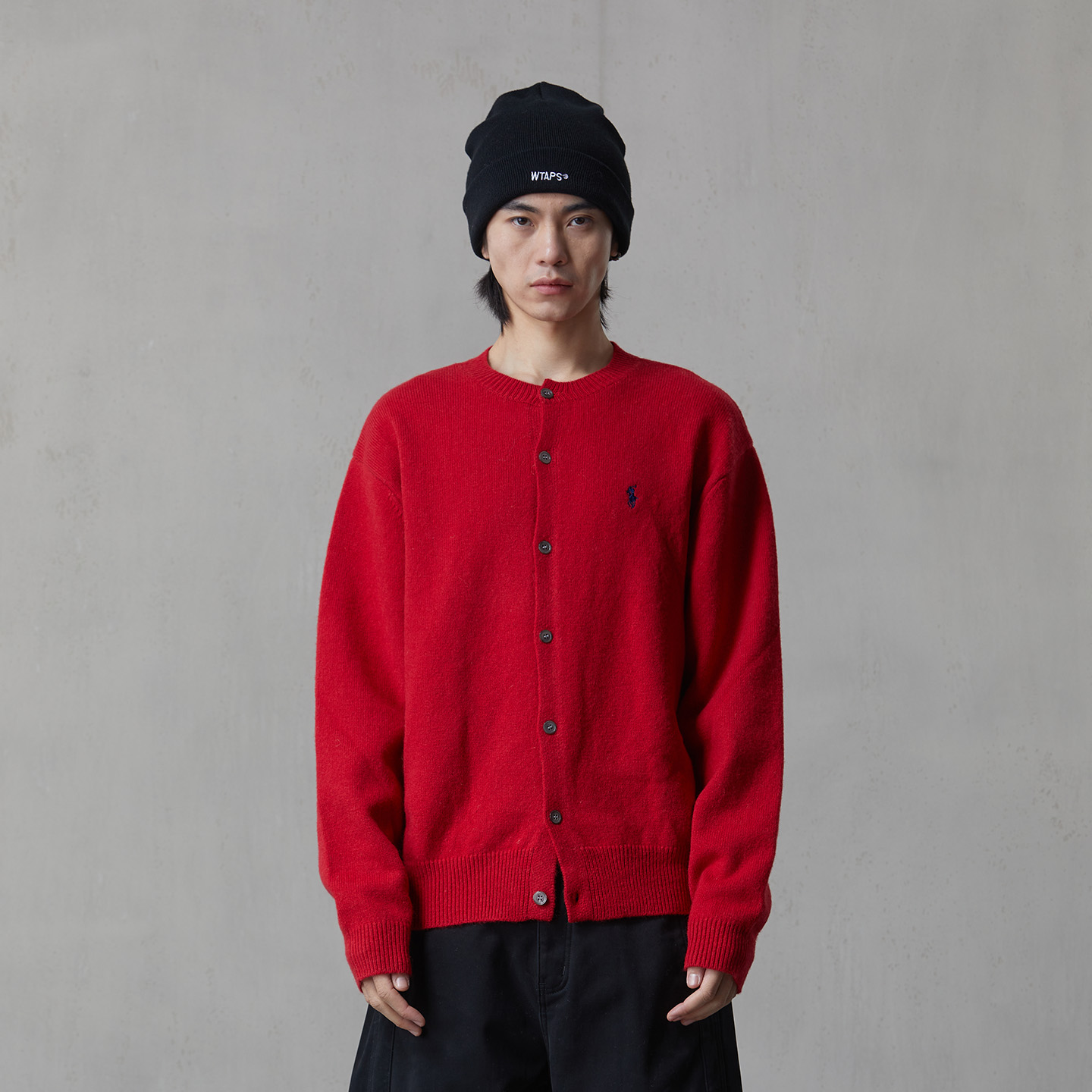 hebbles亨佰仕红色针织开衫毛衣