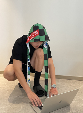 AONE4SURE 鬼灭之刃炭治郎 Du-rag 街头潮流轻薄动漫黑人头巾帽