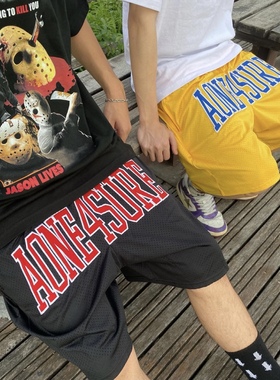 AONE4SURE Logo Shorts 原创美式经典刺绣字透气网眼速干运动短裤