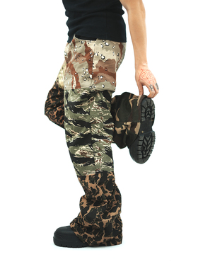 AONE4SURE 迷彩豹纹拼接工装长裤超宽松直筒百搭显瘦街头潮流原创