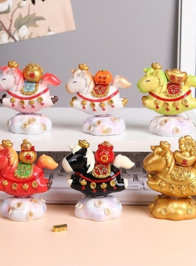 2026马年吉祥物摆件马上有钱本命年礼物公仔马上有福生肖小马装饰
