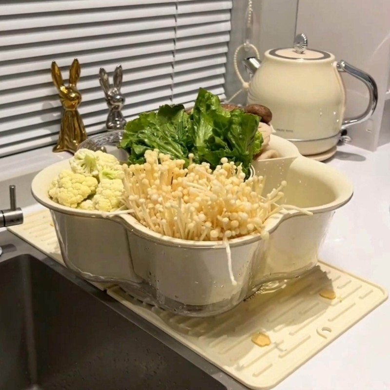 旋转备盘子火锅拼盘沥水篮可旋转塑料水果盘双层洗菜篮蔬菜配盘子,厨房/烹饪用具,配菜/备菜盘,淘宝优惠券,粉丝福利购,淘宝优惠卷