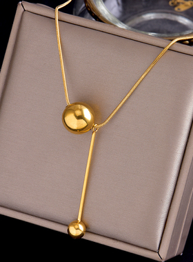 钛钢金色圆球项链女2021新款日韩轻奢小众ins冷淡风简约锁骨链夏