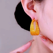 耳圈金色耳扣女 百搭时尚 爆款 耳环气质时髦奢华金色大圈圈港风个性