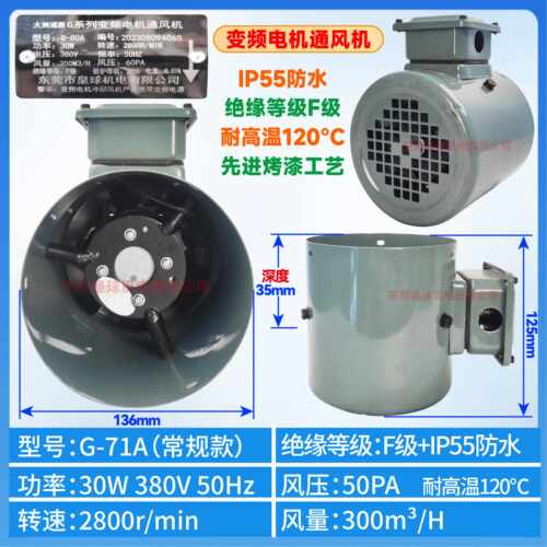 新品变频电机冷却通风机散热风扇G80/G90/G132/G160/355A变频电机