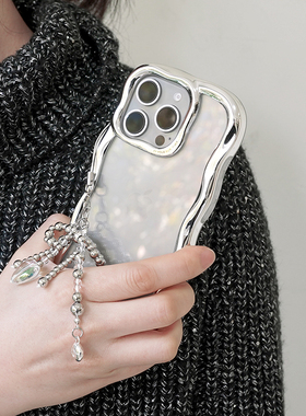 适用于苹果iphone 16 pro/15/14/13 时尚波浪个性透明防摔手机壳小众iface手机保护套Hamee正品闪亮光泽可DIY