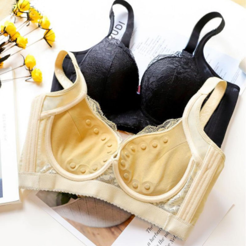 火山能量石磁疗内衣有钢圈保健功能性内衣女收副乳防下垂文胸套装