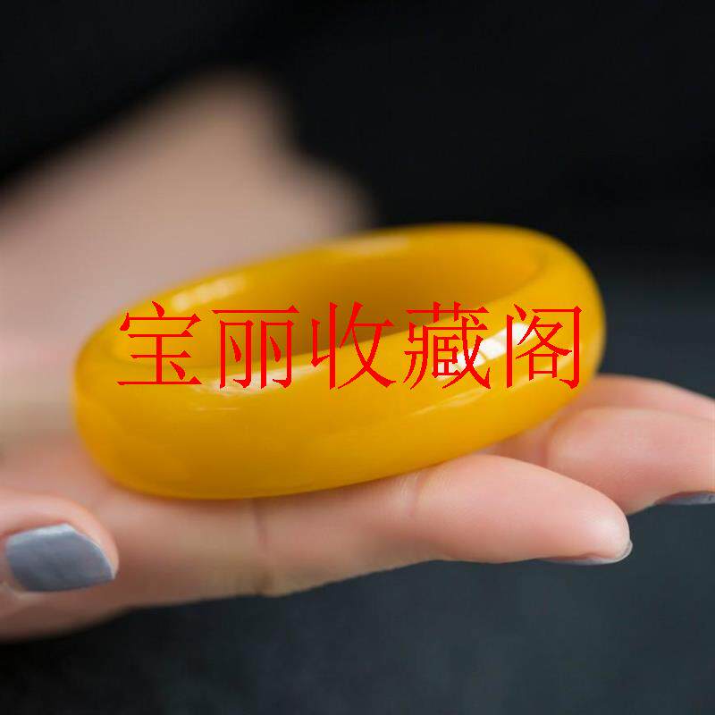 高端金丝玉手镯黄龙玉蜜蜡鸡油黄宽版时尚镯子高级感大气美人玉镯