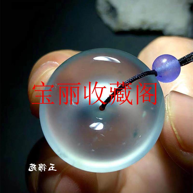 高端缅甸老坑翡翠色高冰种飘花平安扣挂件吊坠百搭男女款玉石坠子