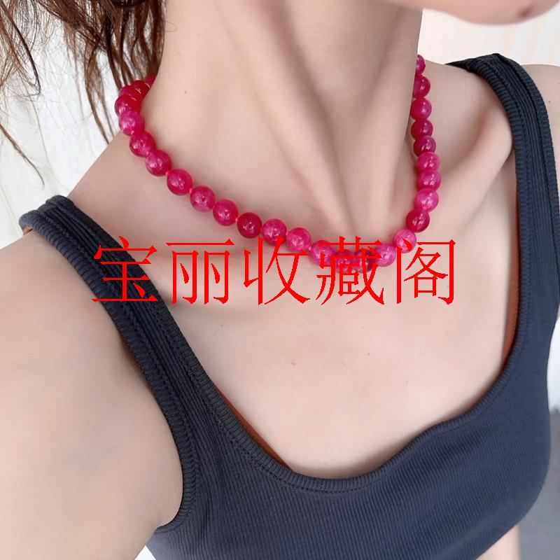 高端红玛瑙项链女款锁骨链轻奢小众高级感圆珠手串新款爆款毛衣链